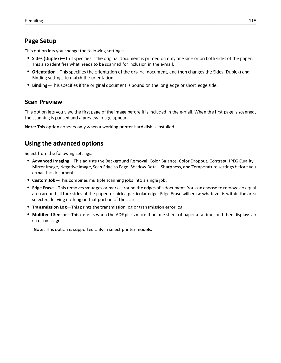 Lexmark 24T7401, MX711DTHE, MX710DE, MX711DE, 24T7406, 24TT204 manual Setup, Scan Preview, Mailing 118 