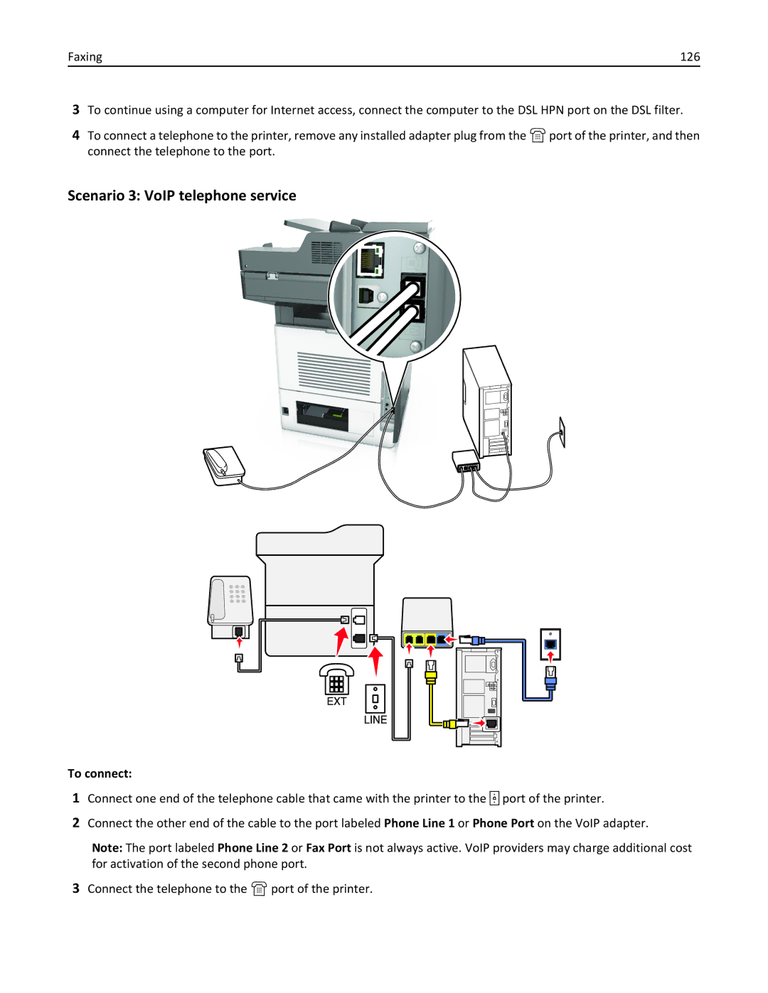 Lexmark MX711DTHE, MX710DE, MX711DE, 24T7406, 24T7401, 24TT204 manual Scenario 3 VoIP telephone service 