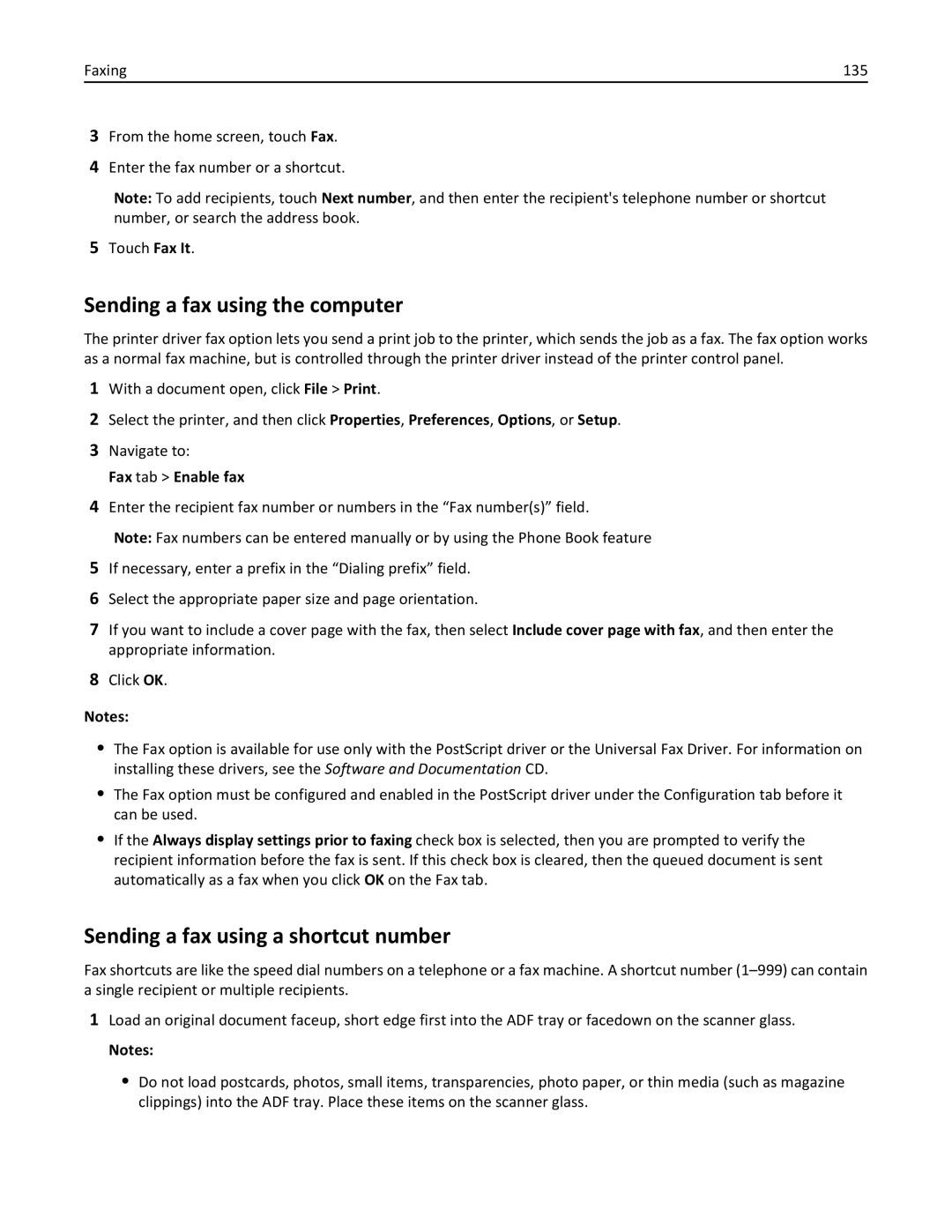 Lexmark 24T7406, MX711DTHE Sending a fax using the computer, Sending a fax using a shortcut number, Fax tab Enable fax 