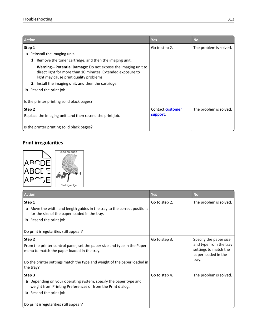 Lexmark MX710DE, MX711DTHE, MX711DE, 24T7406, 24T7401, 24TT204 manual Print irregularities, Troubleshooting 313 