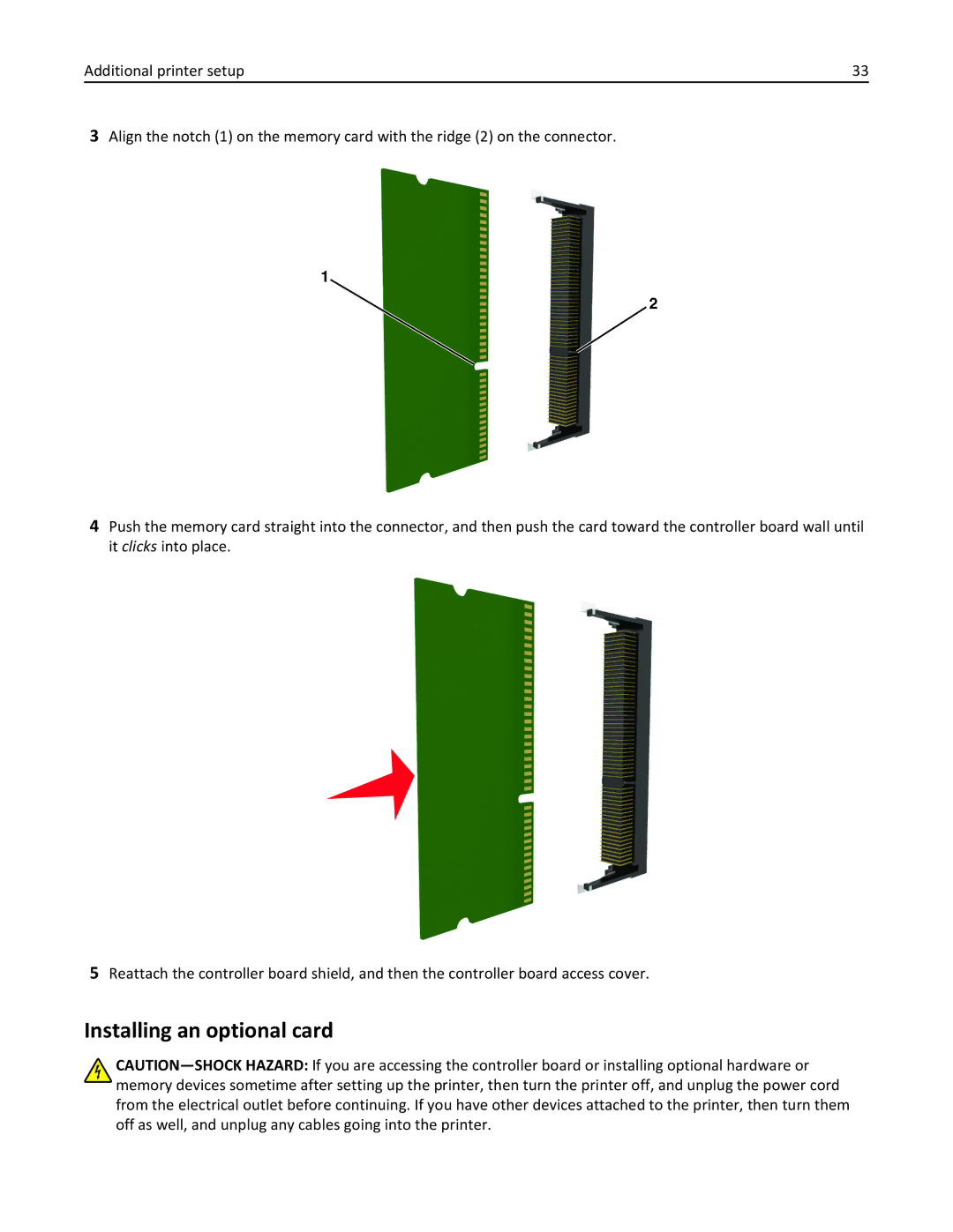 Lexmark 24T7406, MX711DTHE, MX710DE, MX711DE, 24T7401, 24TT204 manual Installing an optional card 