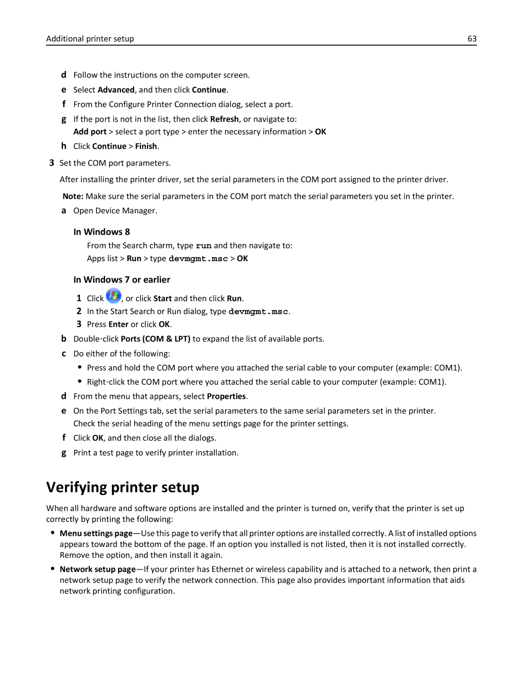 Lexmark 24T7406, MX711DTHE, MX710DE, MX711DE, 24T7401, 24TT204 manual Verifying printer setup, Click Continue Finish 