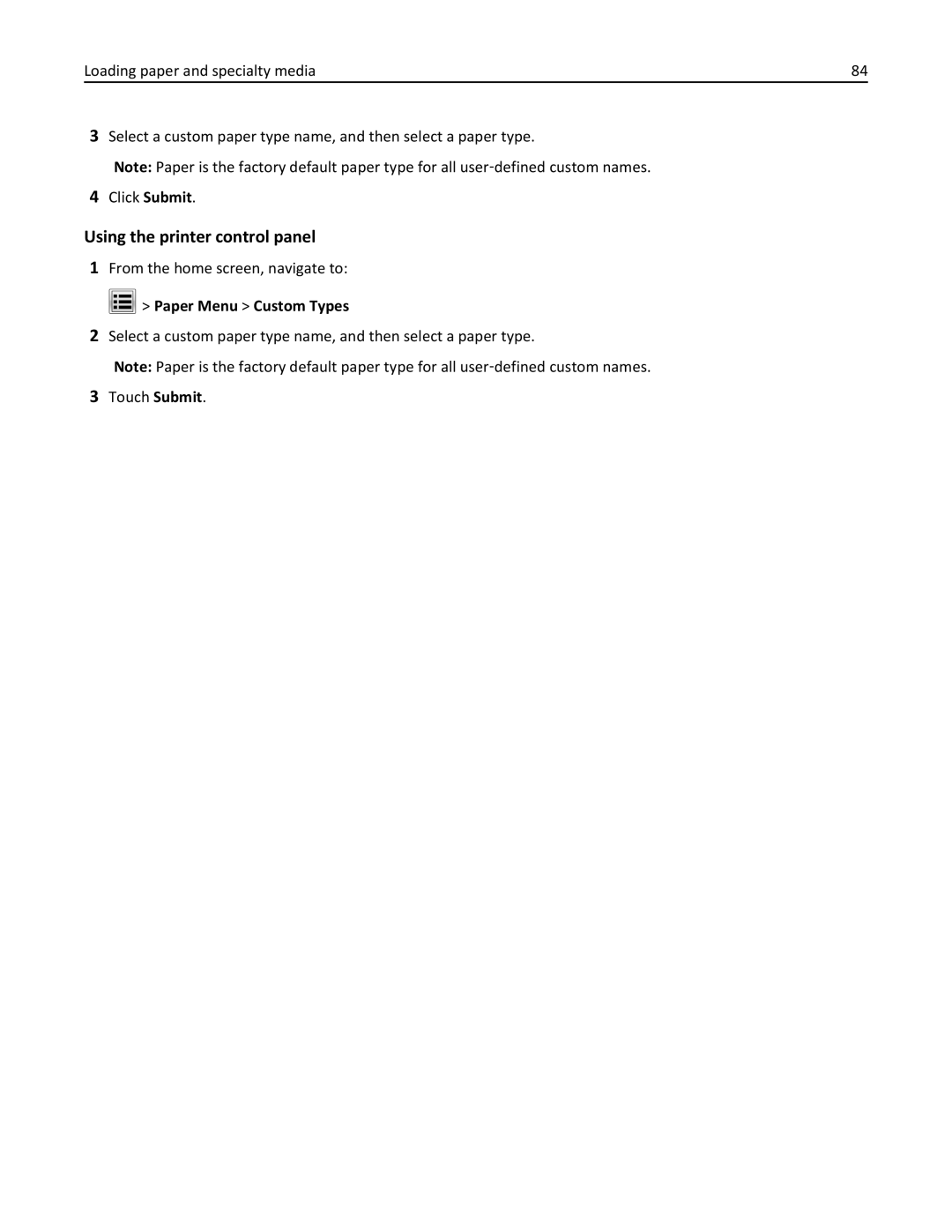 Lexmark MX711DTHE, MX710DE, MX711DE, 24T7406, 24T7401, 24TT204 manual Paper Menu Custom Types 