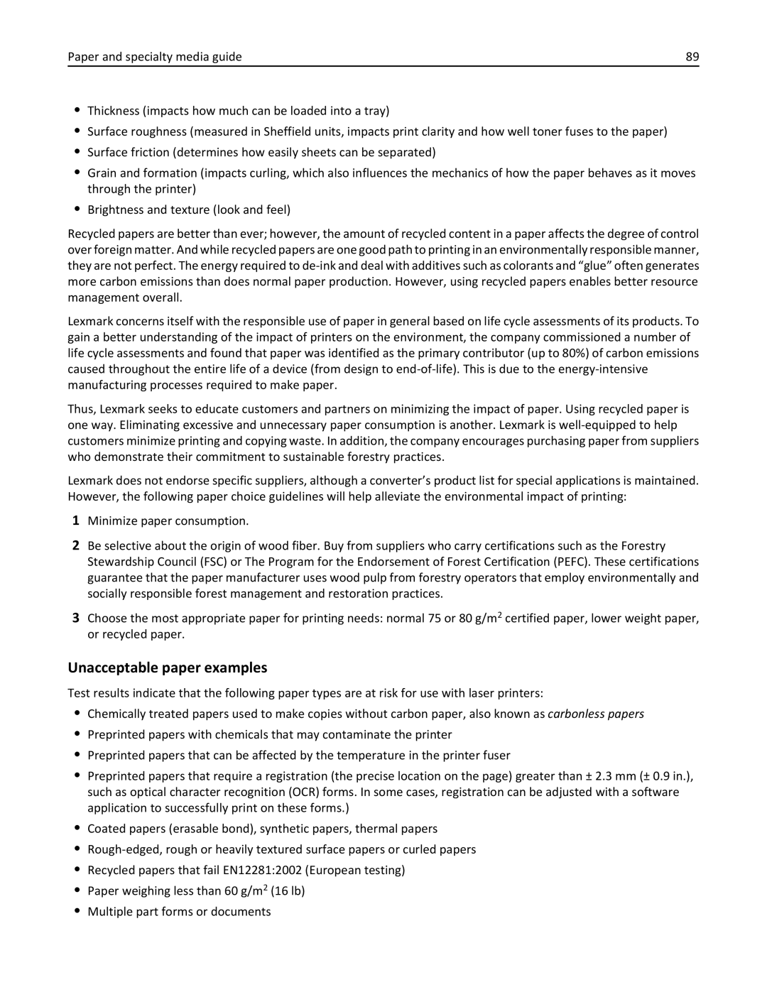 Lexmark 24TT204, MX711DTHE, MX710DE, MX711DE, 24T7406, 24T7401 manual Unacceptable paper examples 