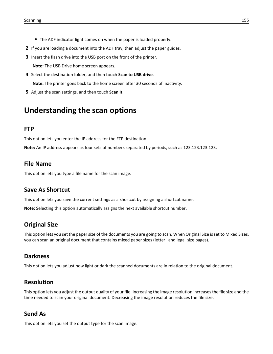 Lexmark 24T0041, MX810DFE, 836 Understanding the scan options, This option lets you type a file name for the scan image 