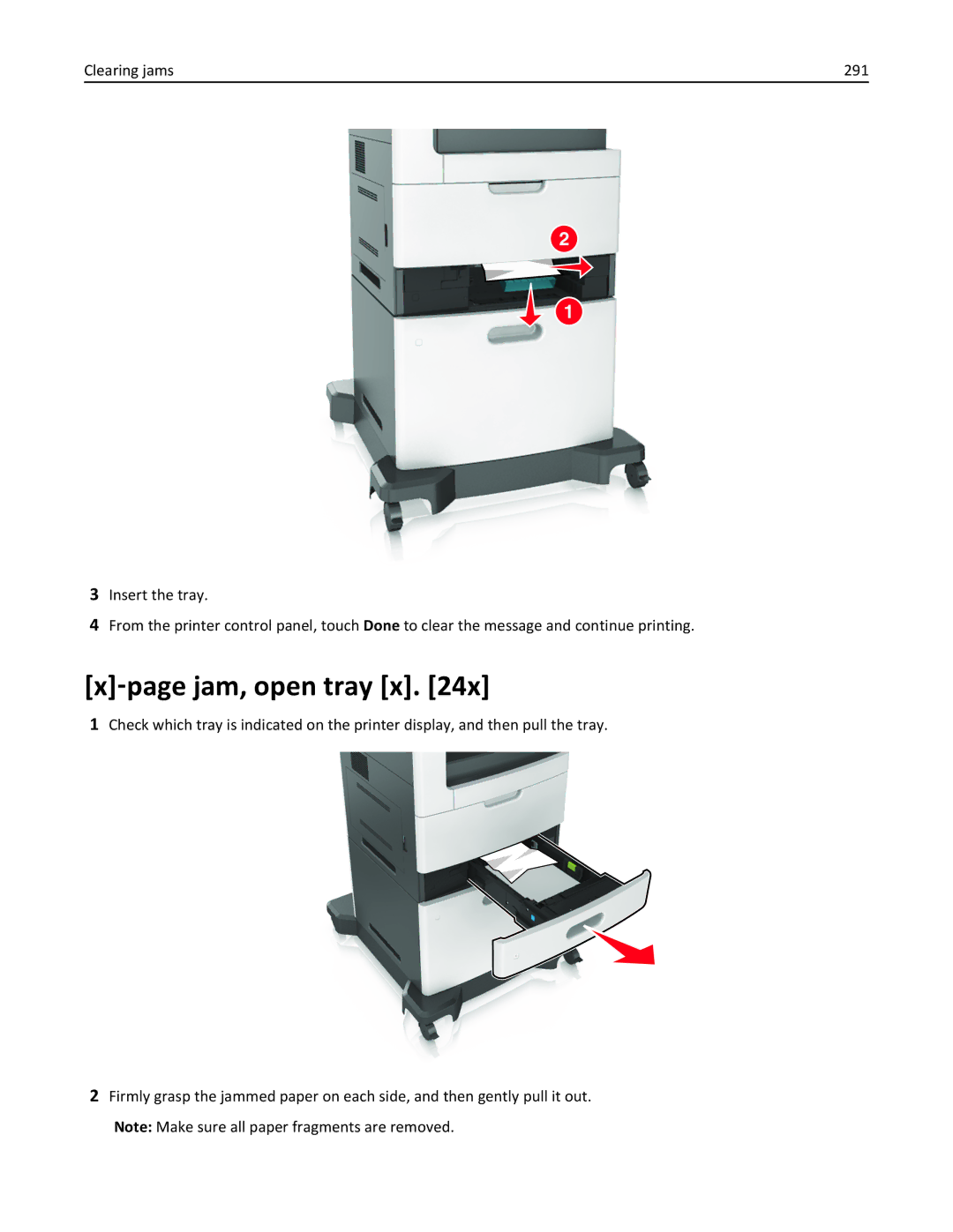 Lexmark 24T0041, MX810DFE, 836 manual ‑page jam, open tray x 