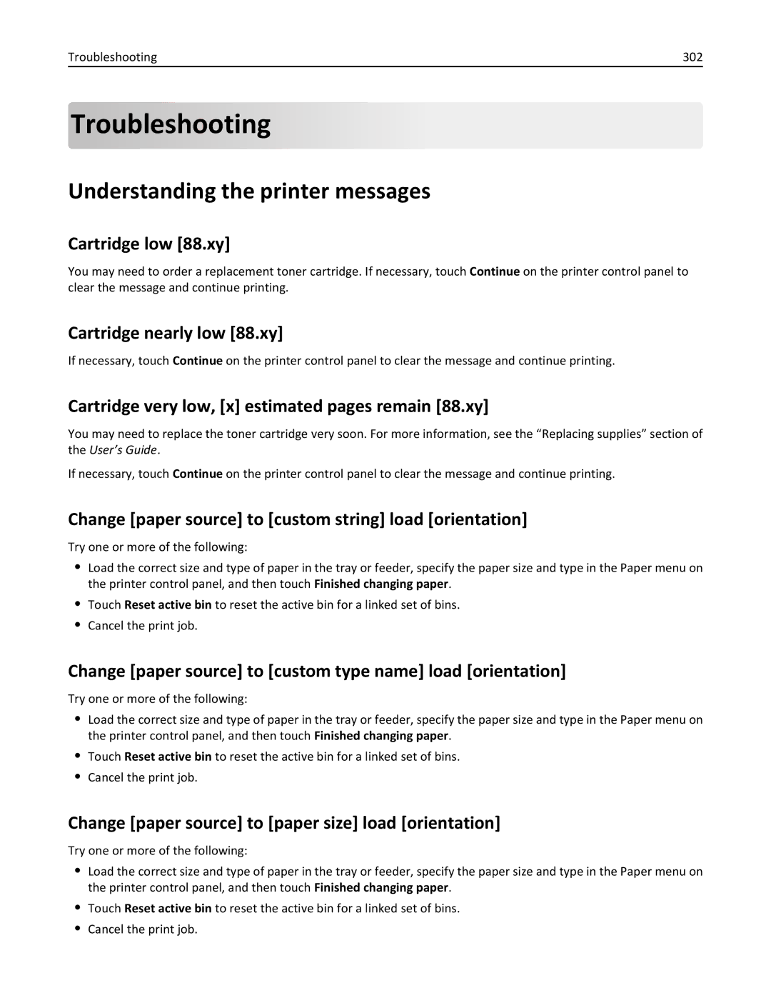 Lexmark MX810DFE, 836, 24T0041 manual Troubleshooting, Understanding the printer messages 