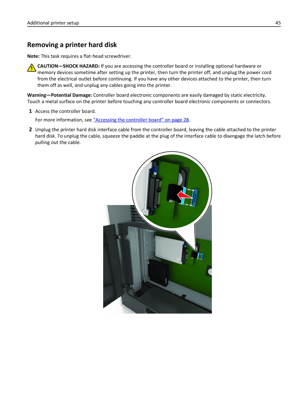 Lexmark 836, MX810DFE, 24T0041 manual Removing a printer hard disk, Additional printer setup 