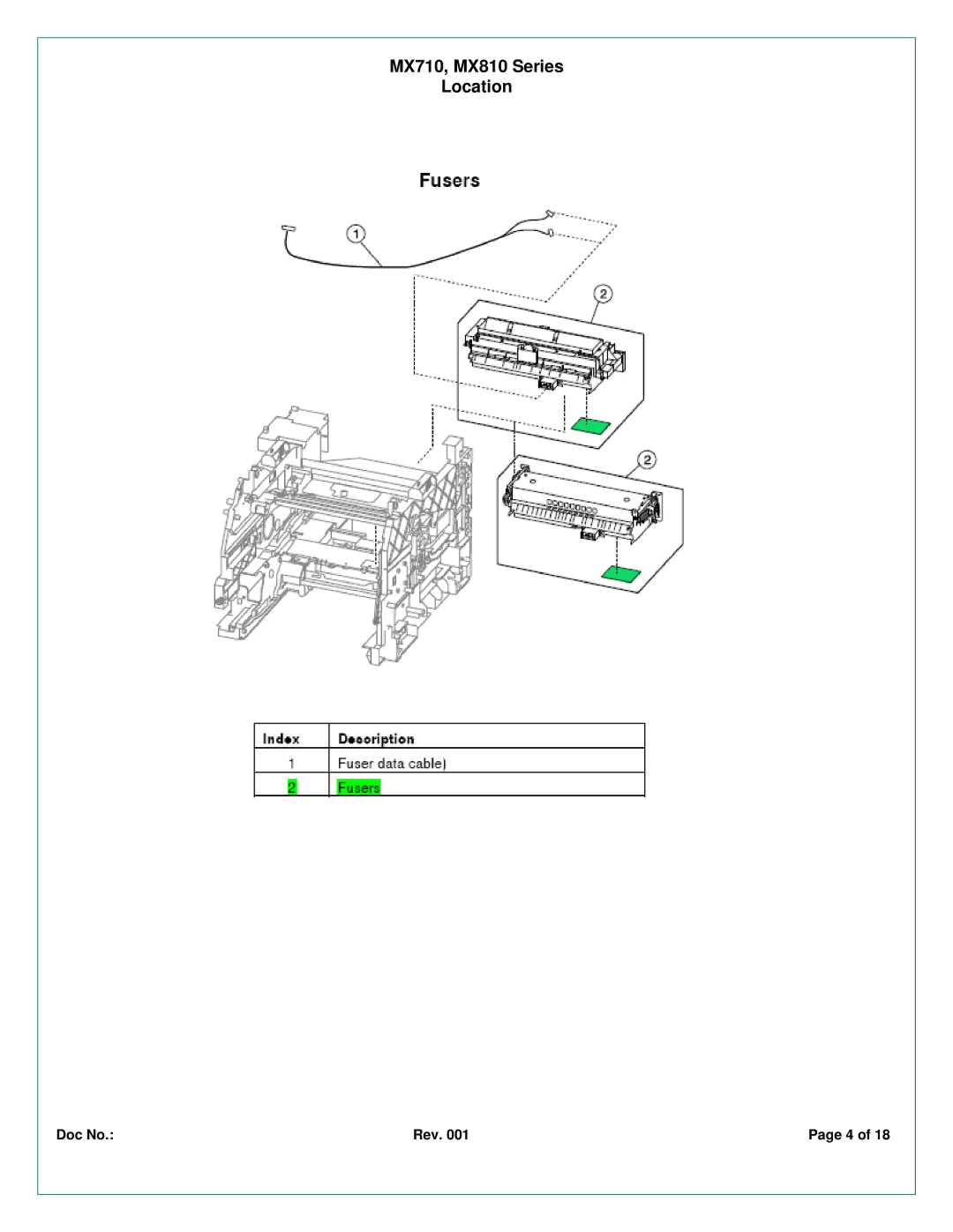 Lexmark MX810DME, MX810DPE, MX810DFE, MX810DE, MX711DTHE, MX810DTME, MX810DTFE, MX810DTE, MX810DXE MX710, MX810 Series Location 