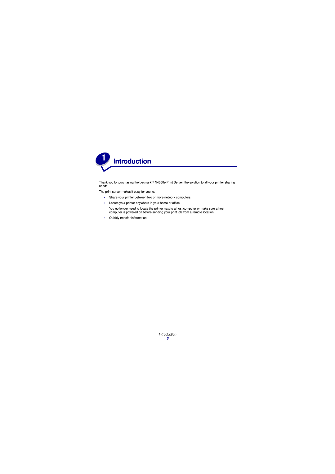 Lexmark N4000e manual Introduction 