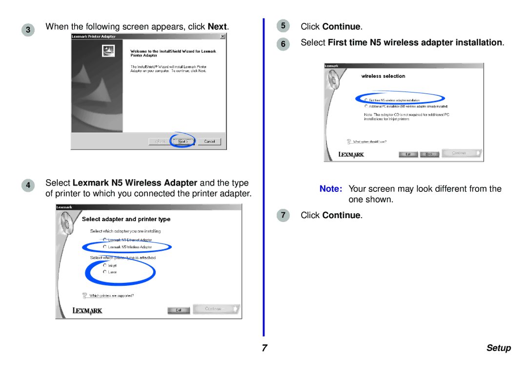 Lexmark N5 manual When the following screen appears, click Next 