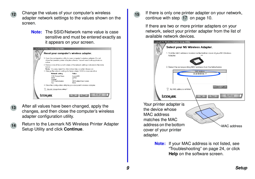 Lexmark N5 manual Cover of your printer Adapter 