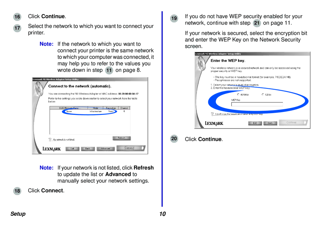 Lexmark N5 manual Setup 