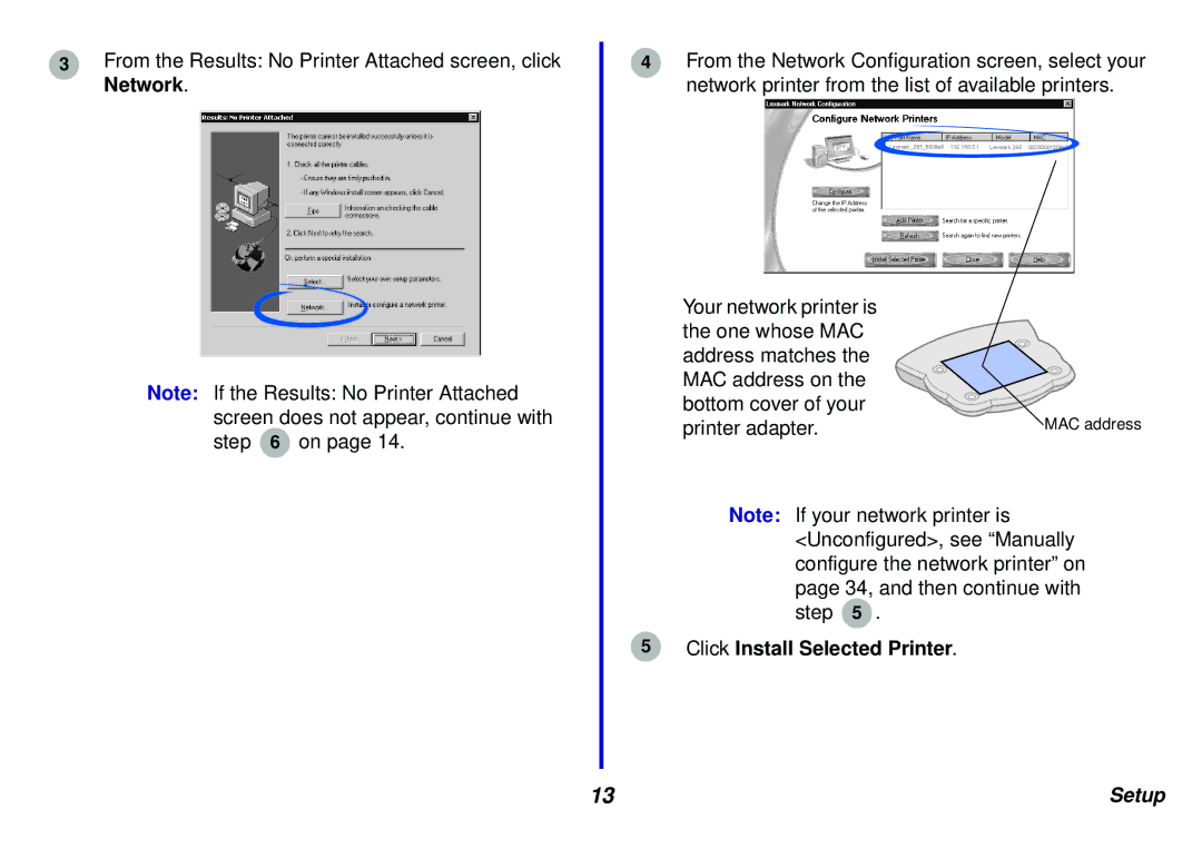 Lexmark N5 manual Click Install Selected Printer 