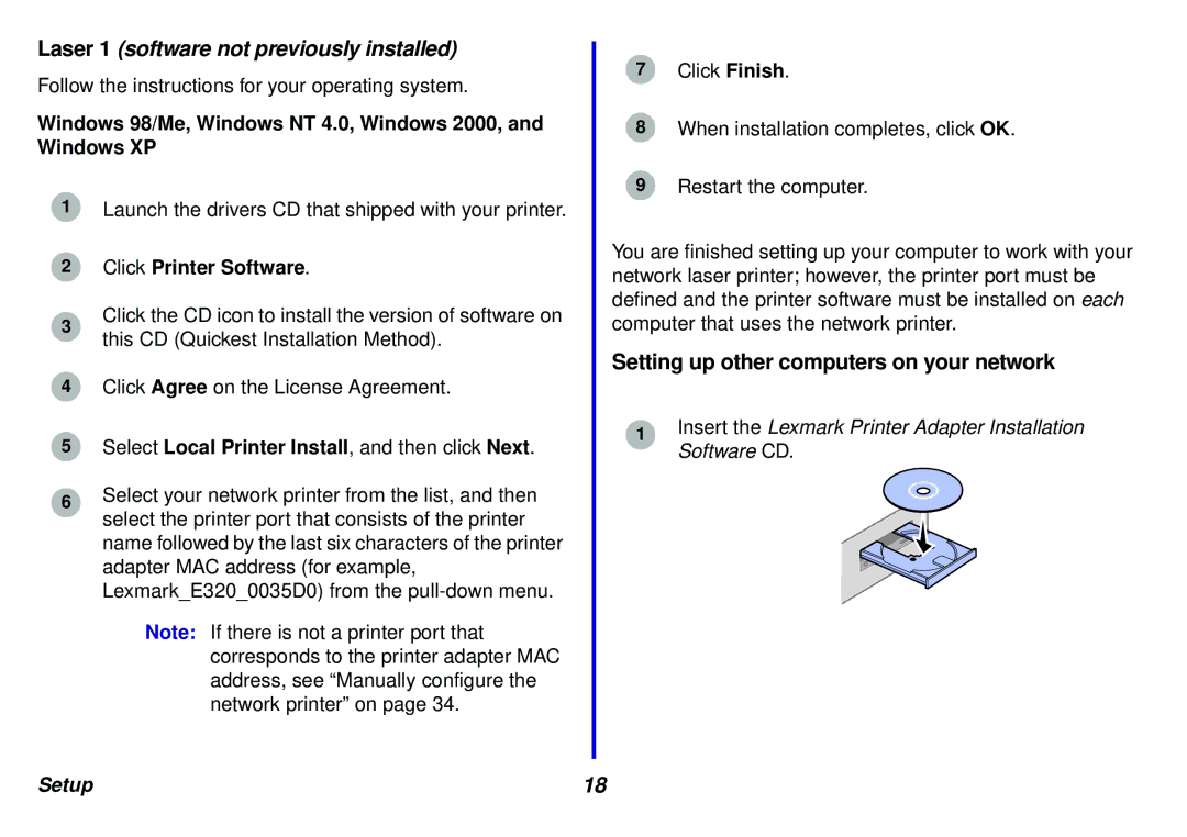 Lexmark N5 manual Laser 1 software not previously installed 