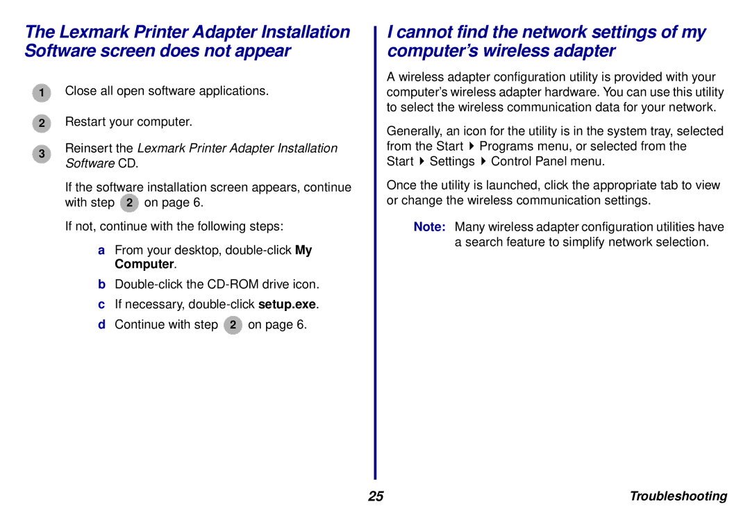 Lexmark N5 manual Close all open software applications Restart your computer 