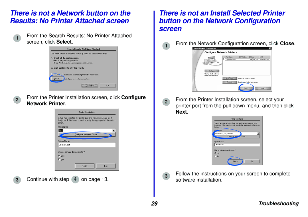 Lexmark N5 manual Troubleshooting 