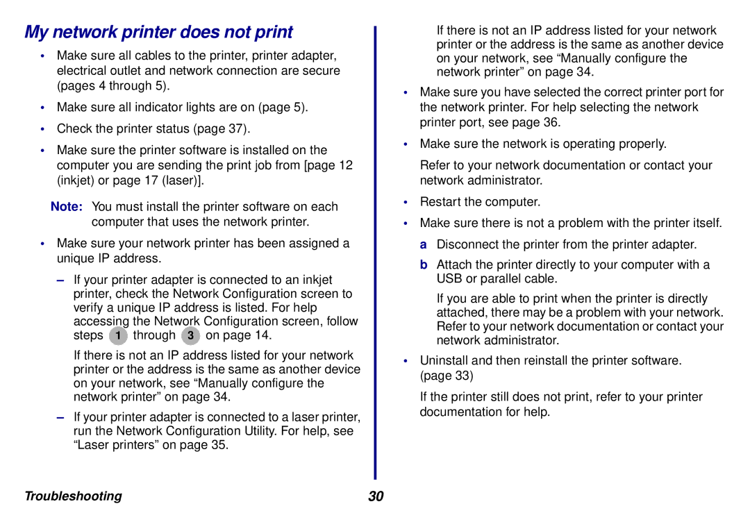 Lexmark N5 manual My network printer does not print 