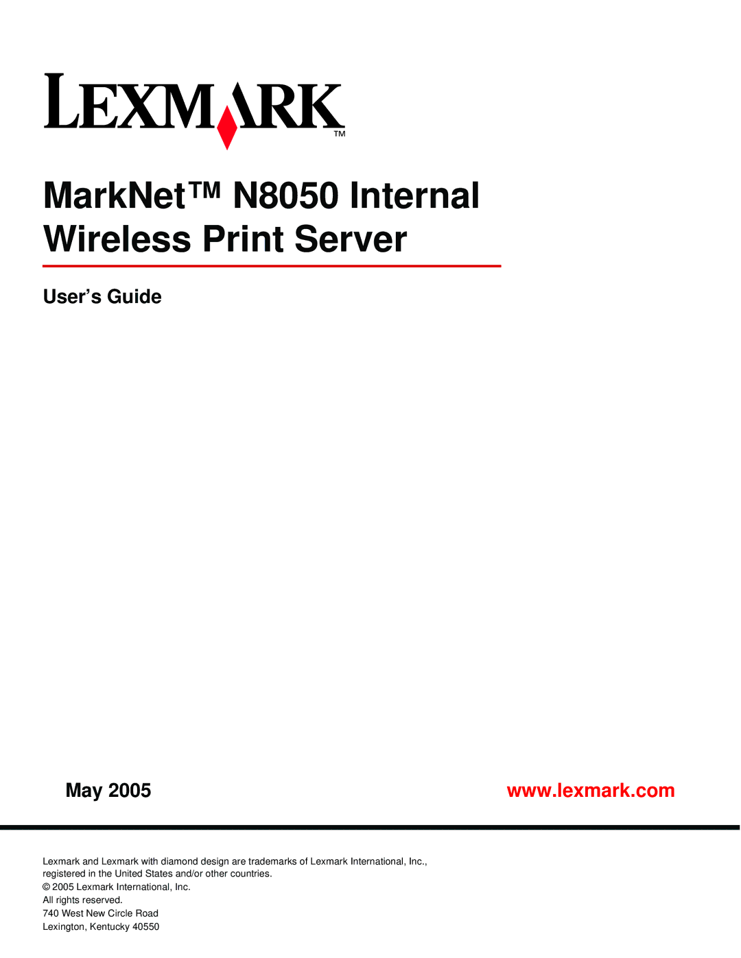 Lexmark manual MarkNet N8050 Internal Wireless Print Server 