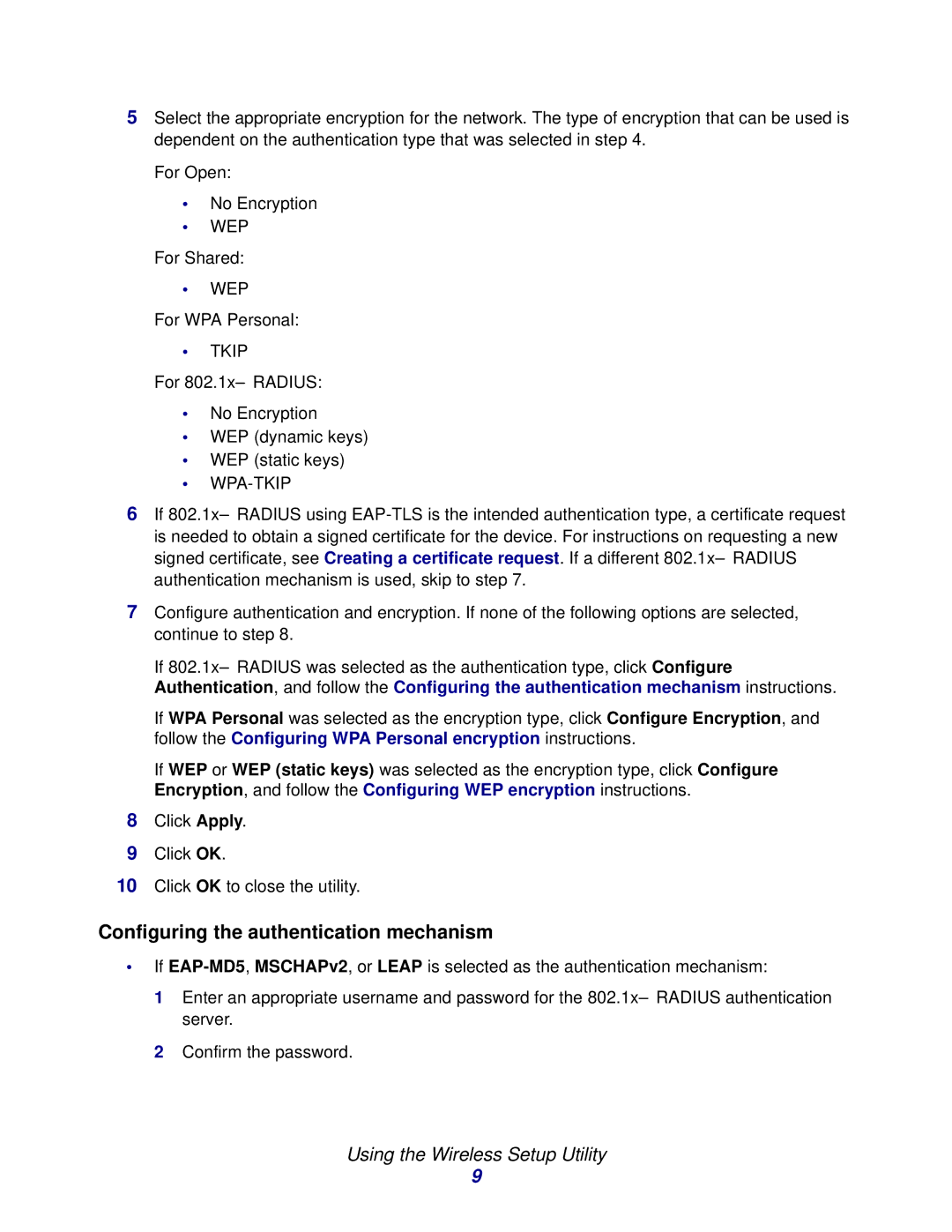 Lexmark N8050 manual Configuring the authentication mechanism 