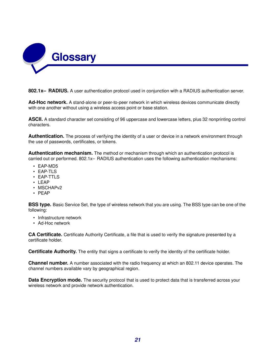 Lexmark N8050 manual Glossary, Peap 