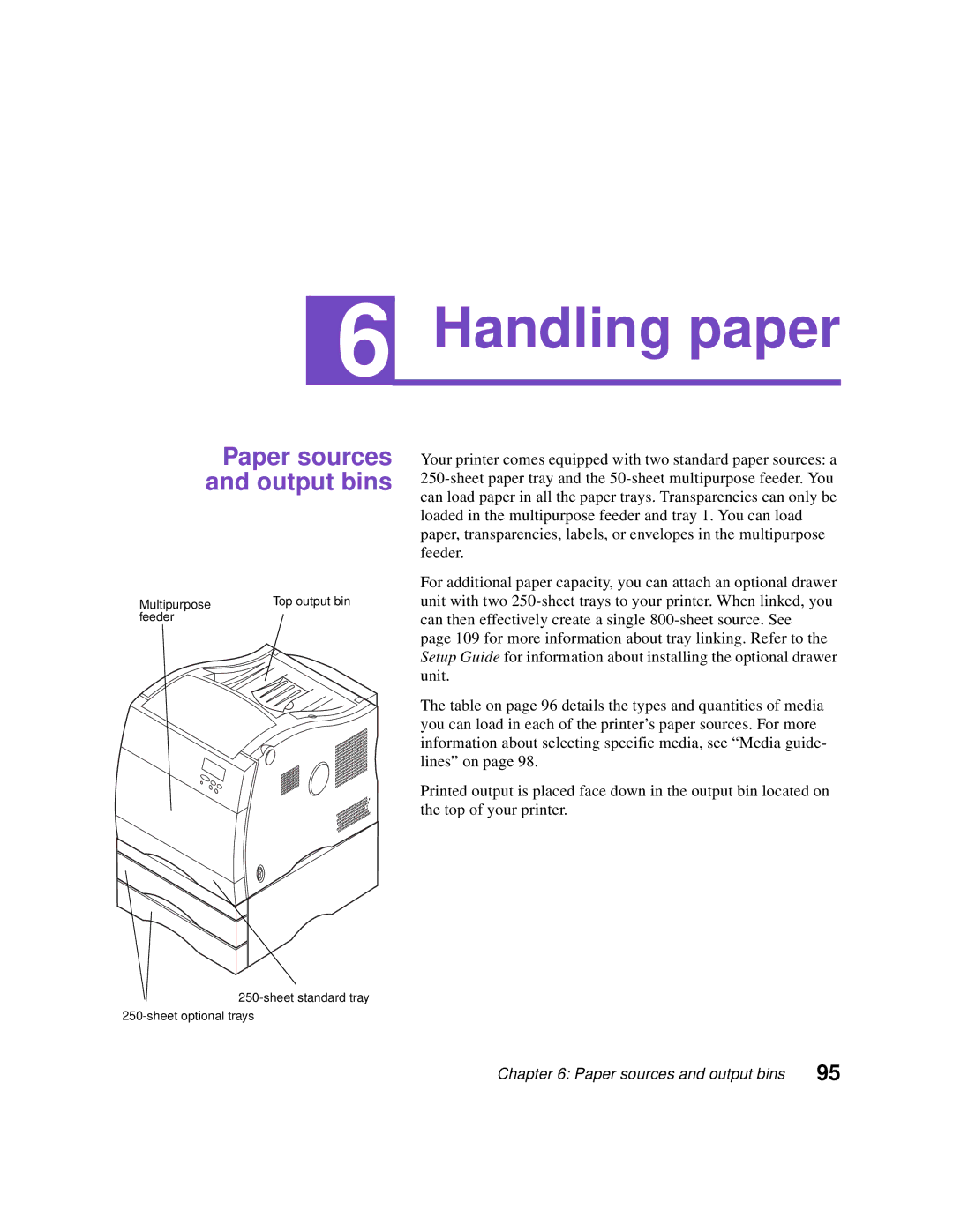 Lexmark Optra C710 manual Handling paper, Paper sources and output bins 