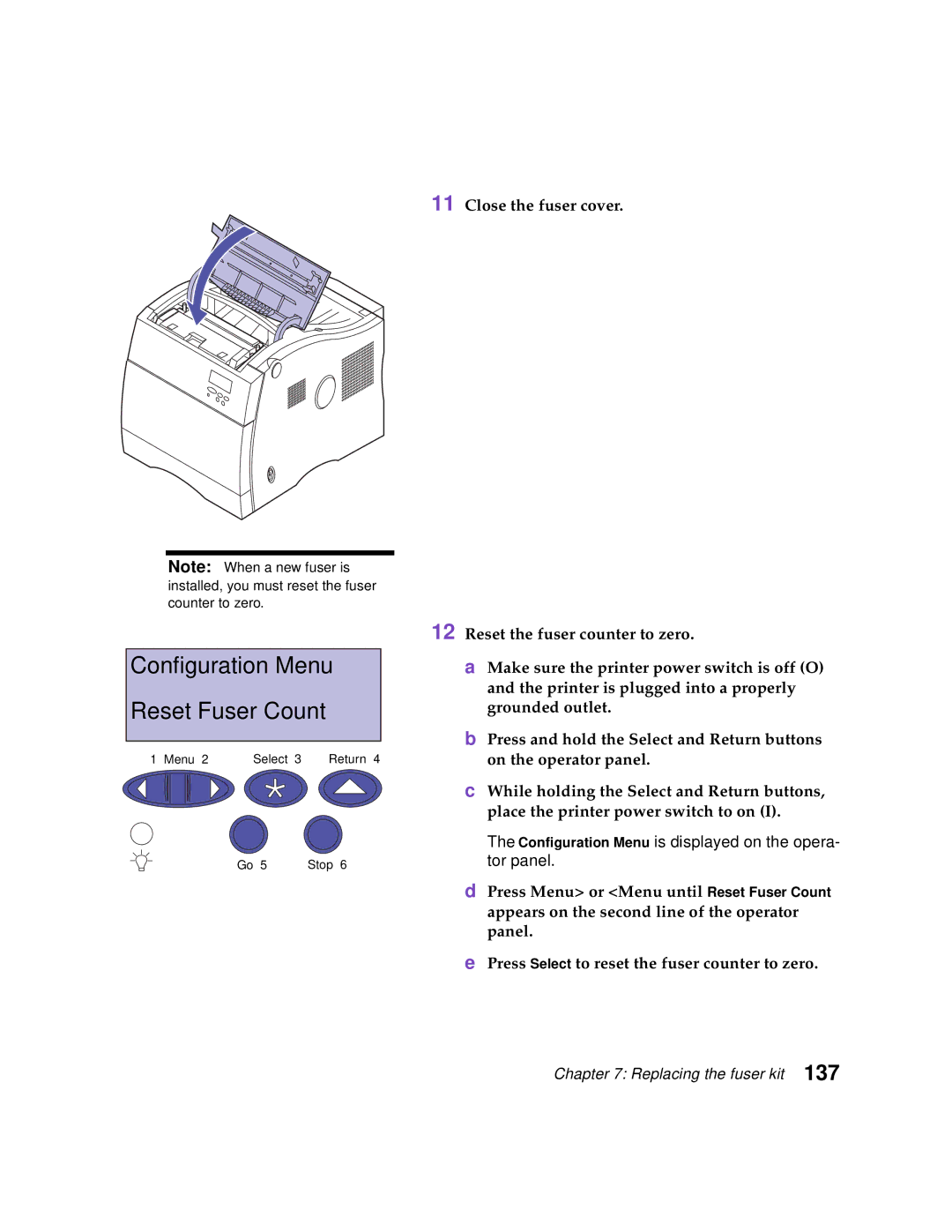 Lexmark Optra C710 manual Configuration Menu Reset Fuser Count 