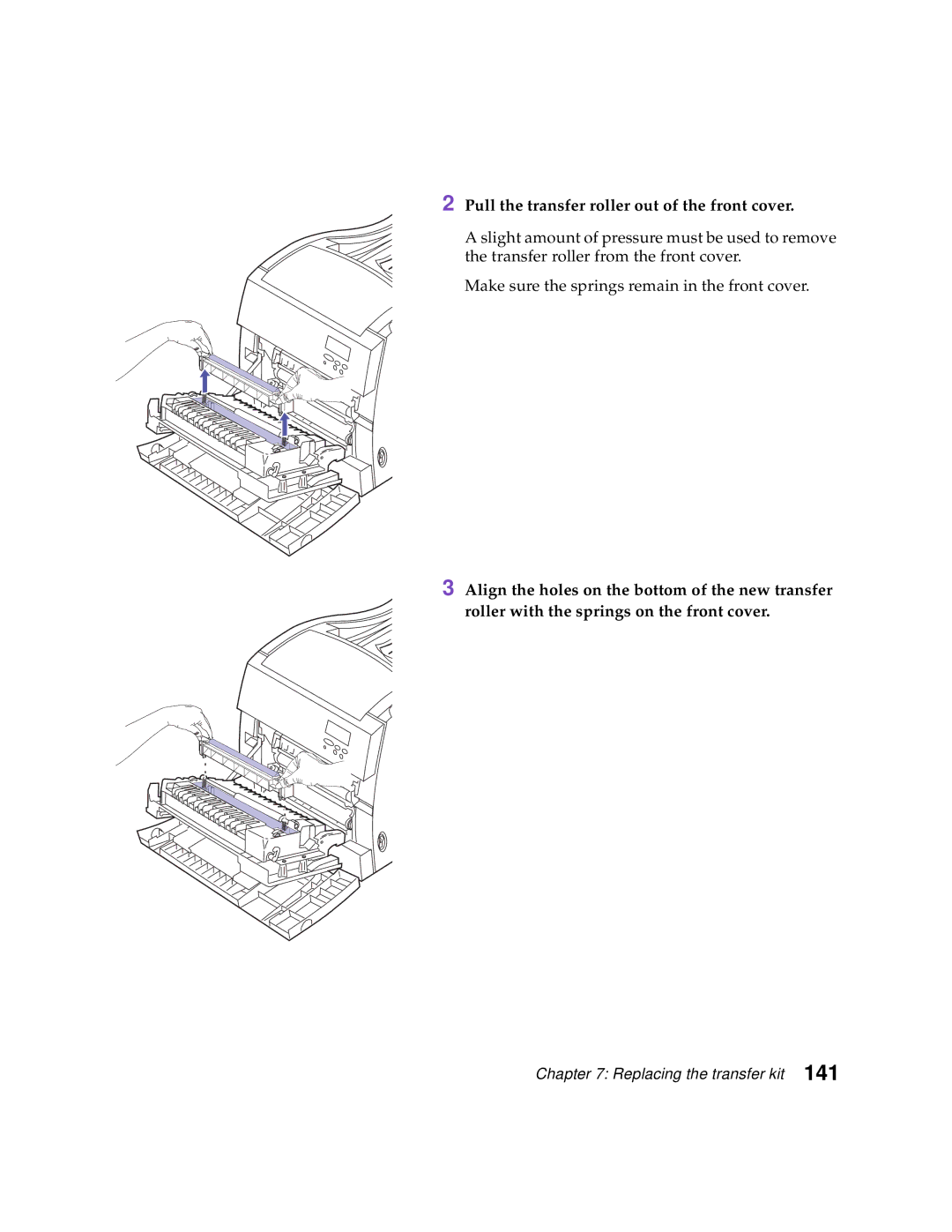 Lexmark Optra C710 manual Pull the transfer roller out of the front cover 