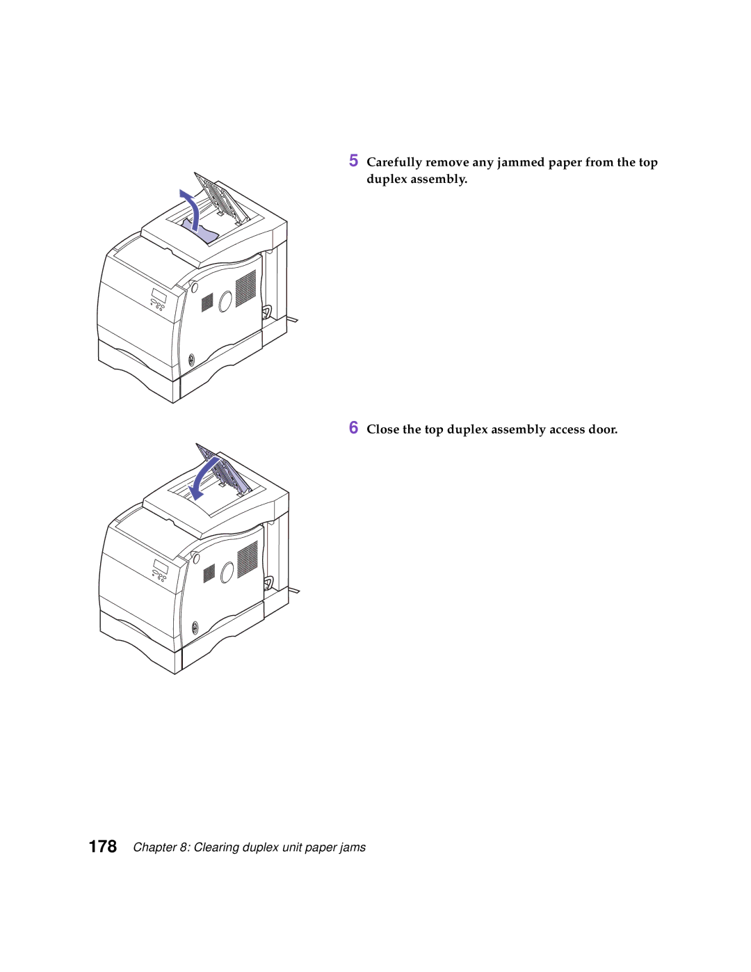 Lexmark Optra C710 manual Clearing duplex unit paper jams 