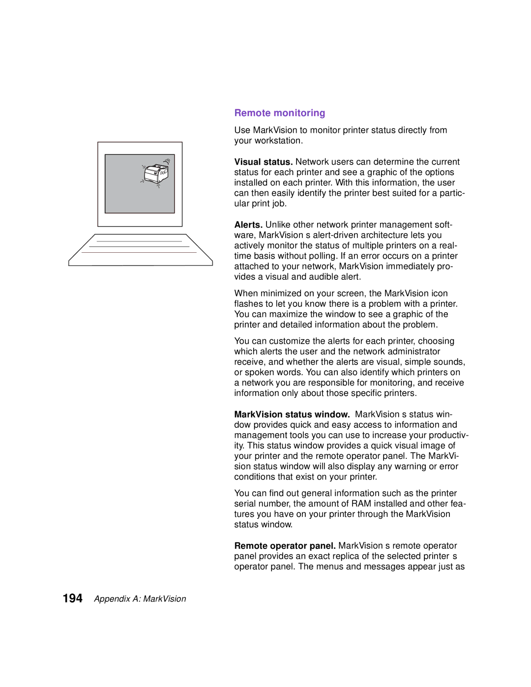 Lexmark Optra C710 manual Remote monitoring 