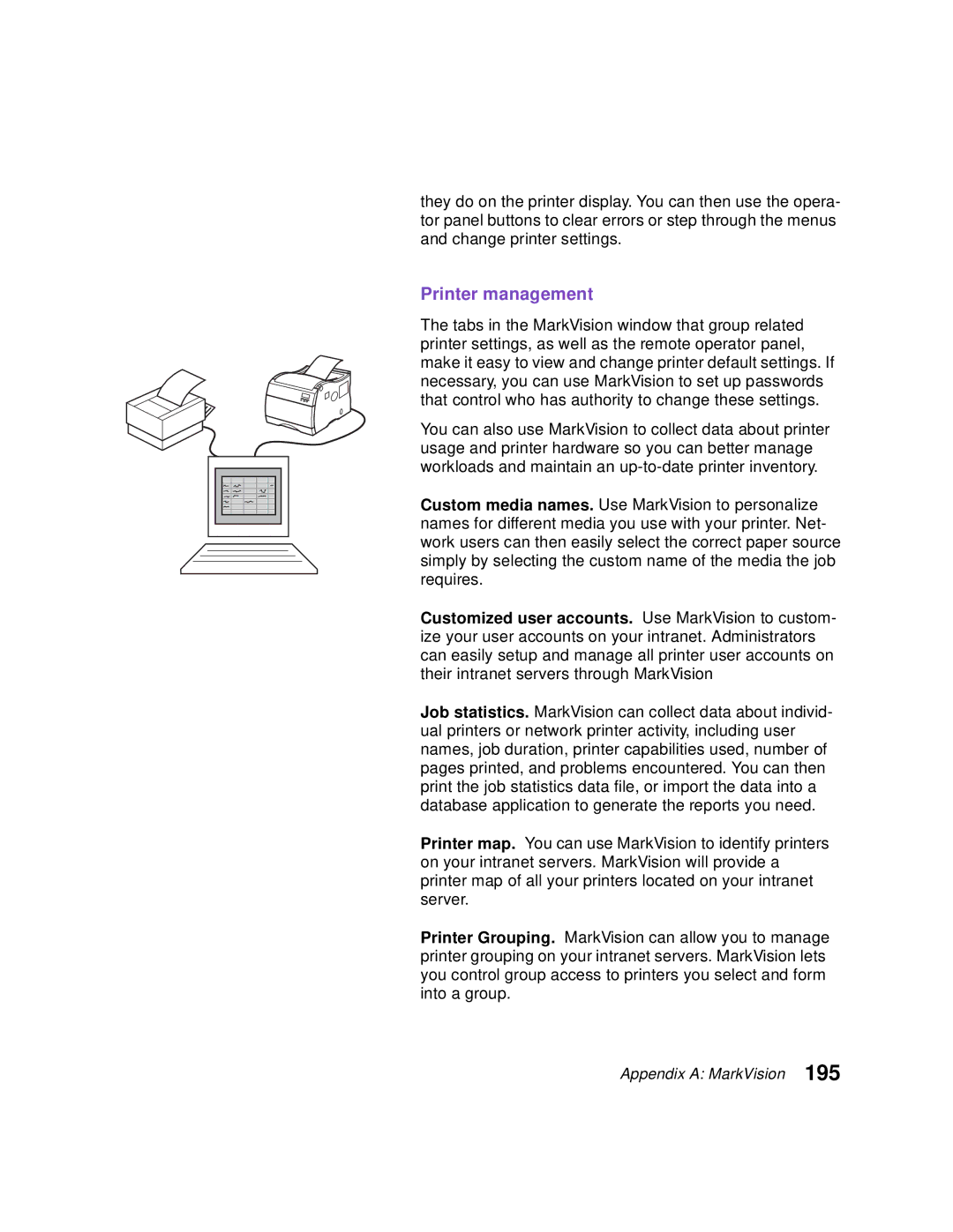 Lexmark Optra C710 manual Printer management 