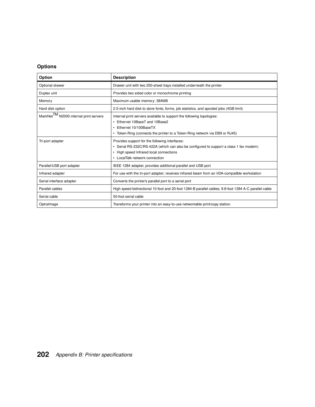 Lexmark Optra C710 manual Options 