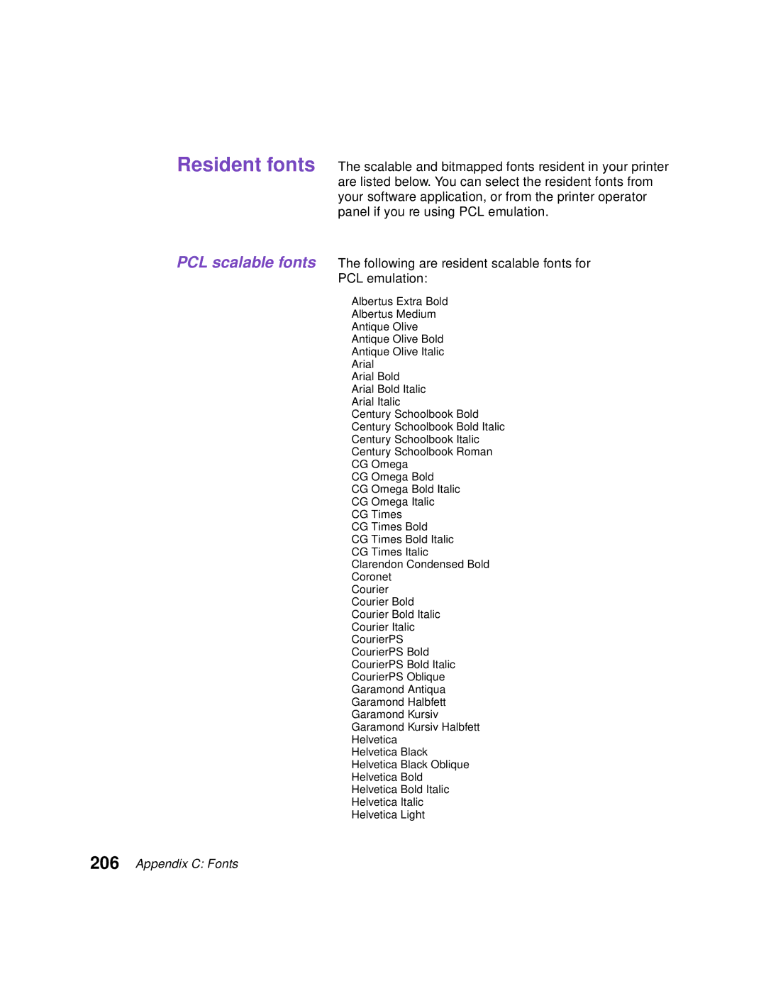 Lexmark Optra C710 manual Appendix C Fonts 