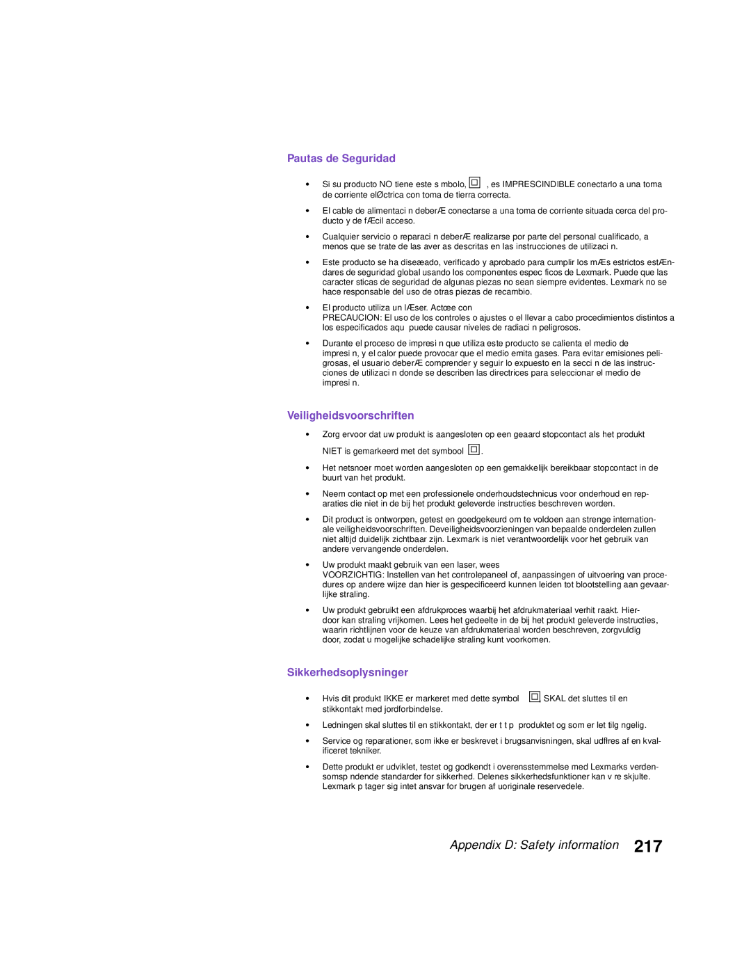 Lexmark Optra C710 manual Pautas de Seguridad 