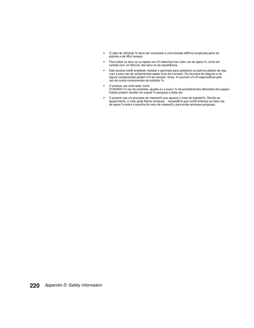Lexmark Optra C710 manual Appendix D Safety information 