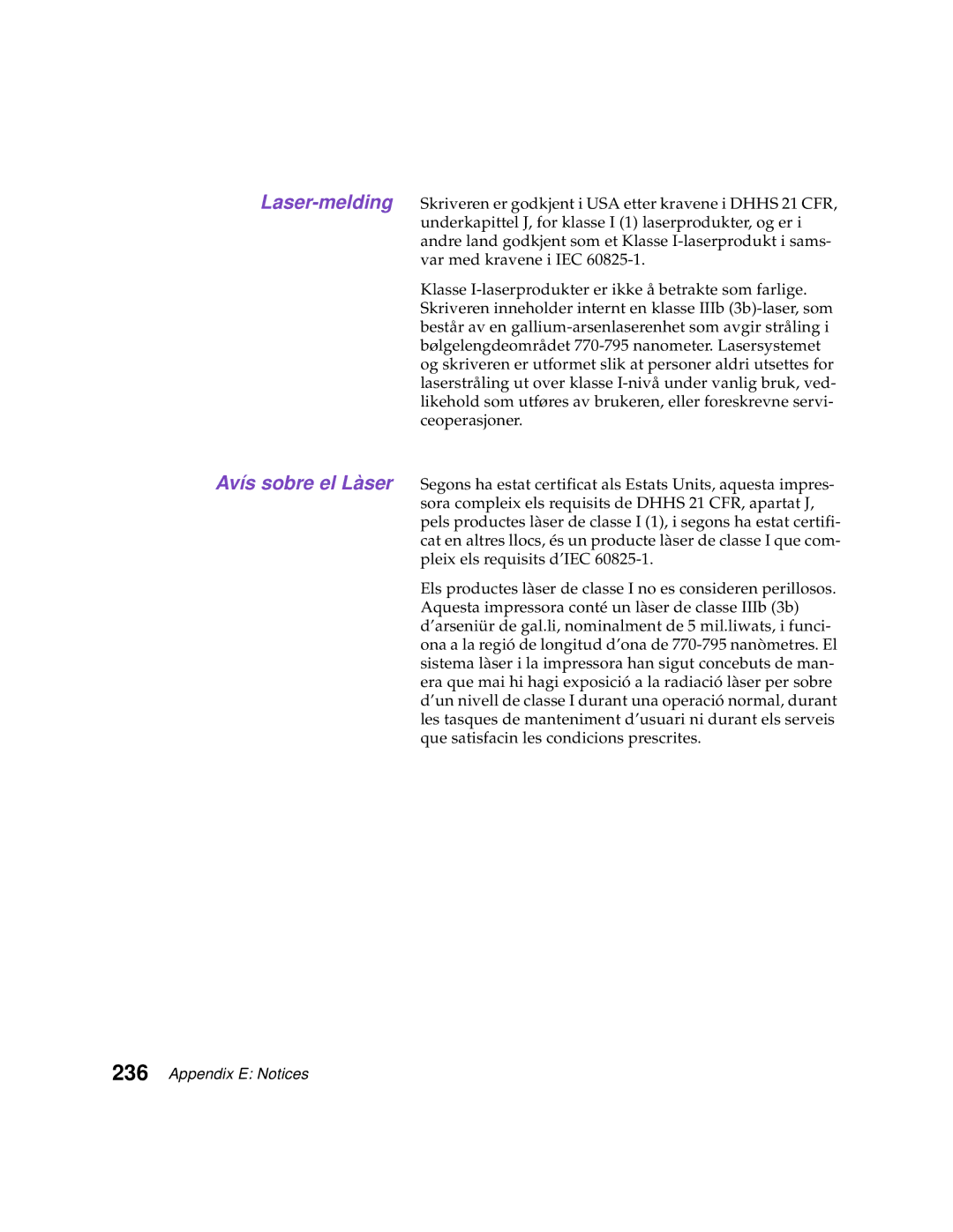 Lexmark Optra C710 manual Laser-melding Avís sobre el Làser 