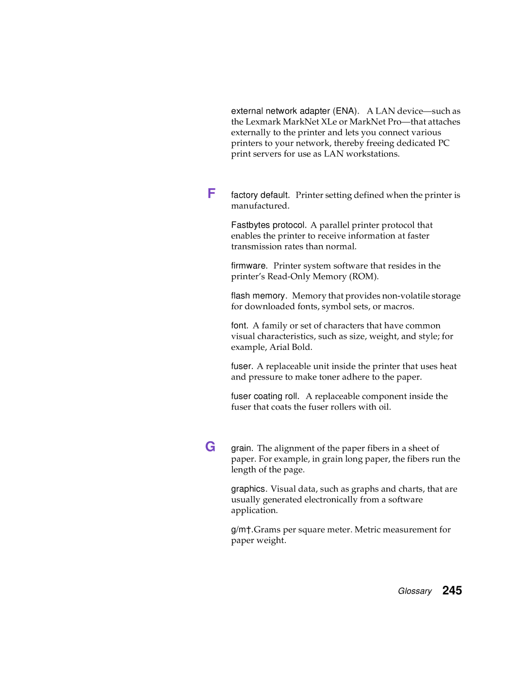 Lexmark Optra C710 manual Glossary 