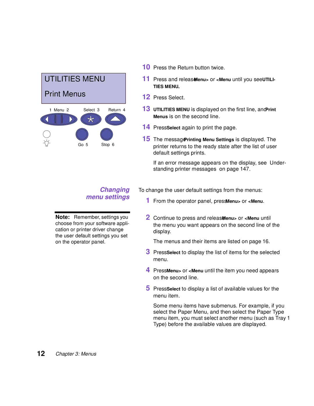 Lexmark Optra C710 manual Utilities Menu, Changing menu settings 