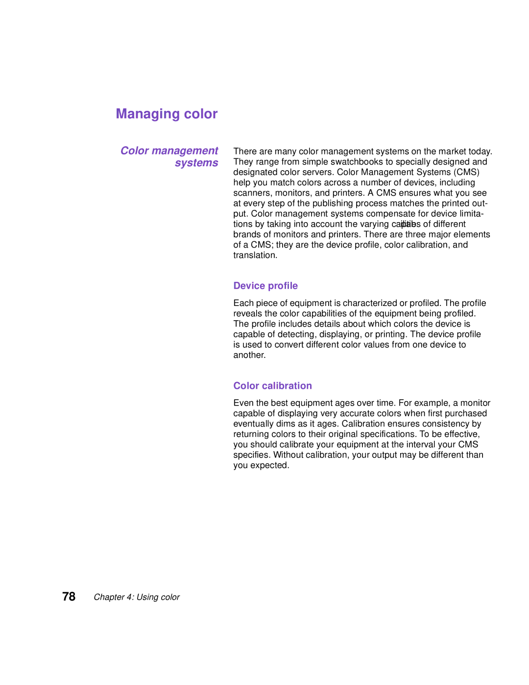 Lexmark Optra C710 manual Managing color, Color management systems, Device profile, Color calibration 