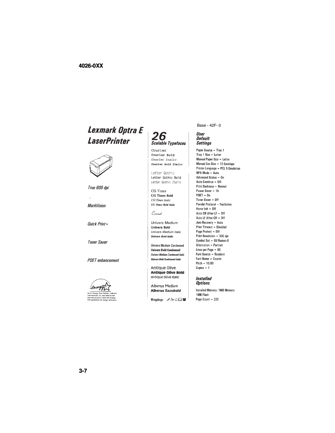 Lexmark OptraTM manual 4026-0XX 