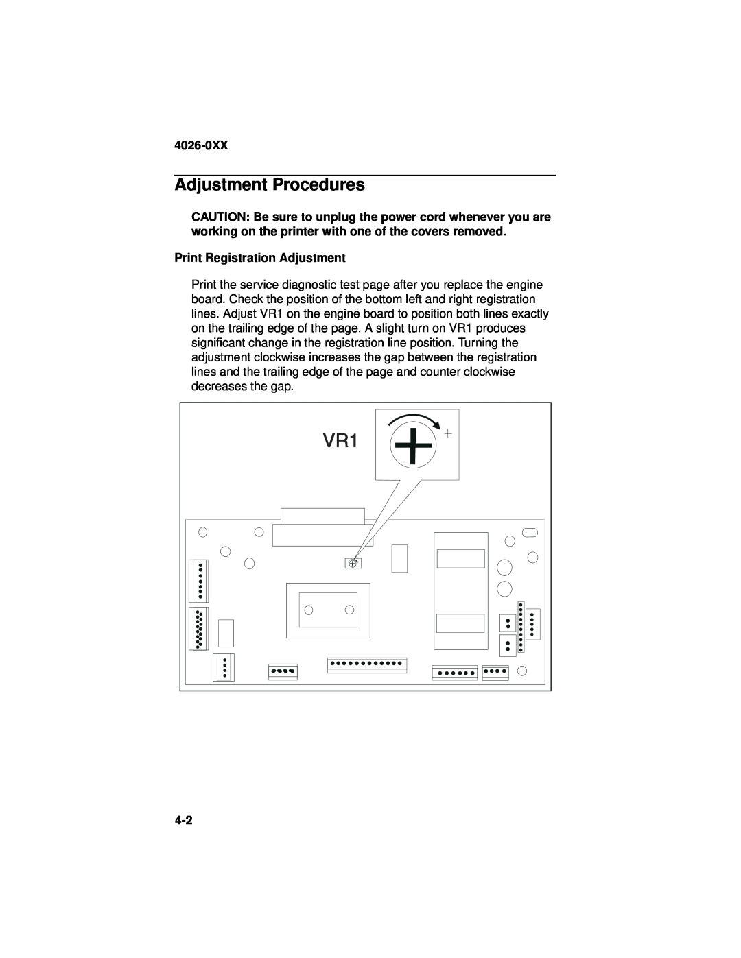 Lexmark OptraTM manual Adjustment Procedures, Print Registration Adjustment, 4026-0XX 