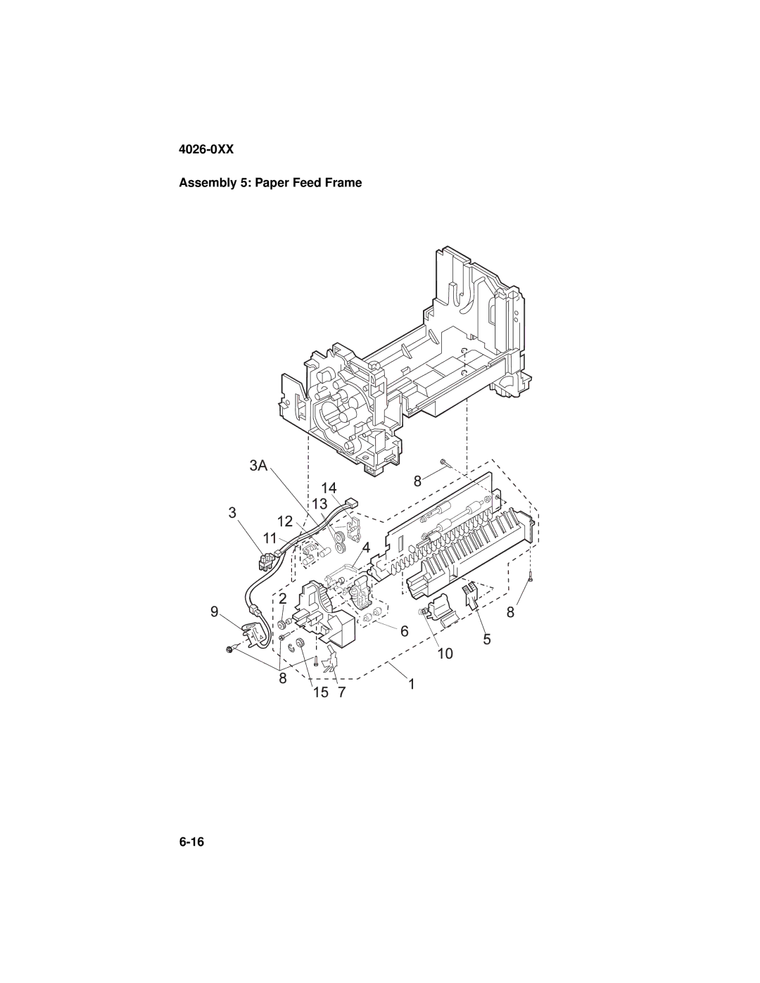 Lexmark OptraTM manual 4026-0XX Assembly 5 Paper Feed Frame 