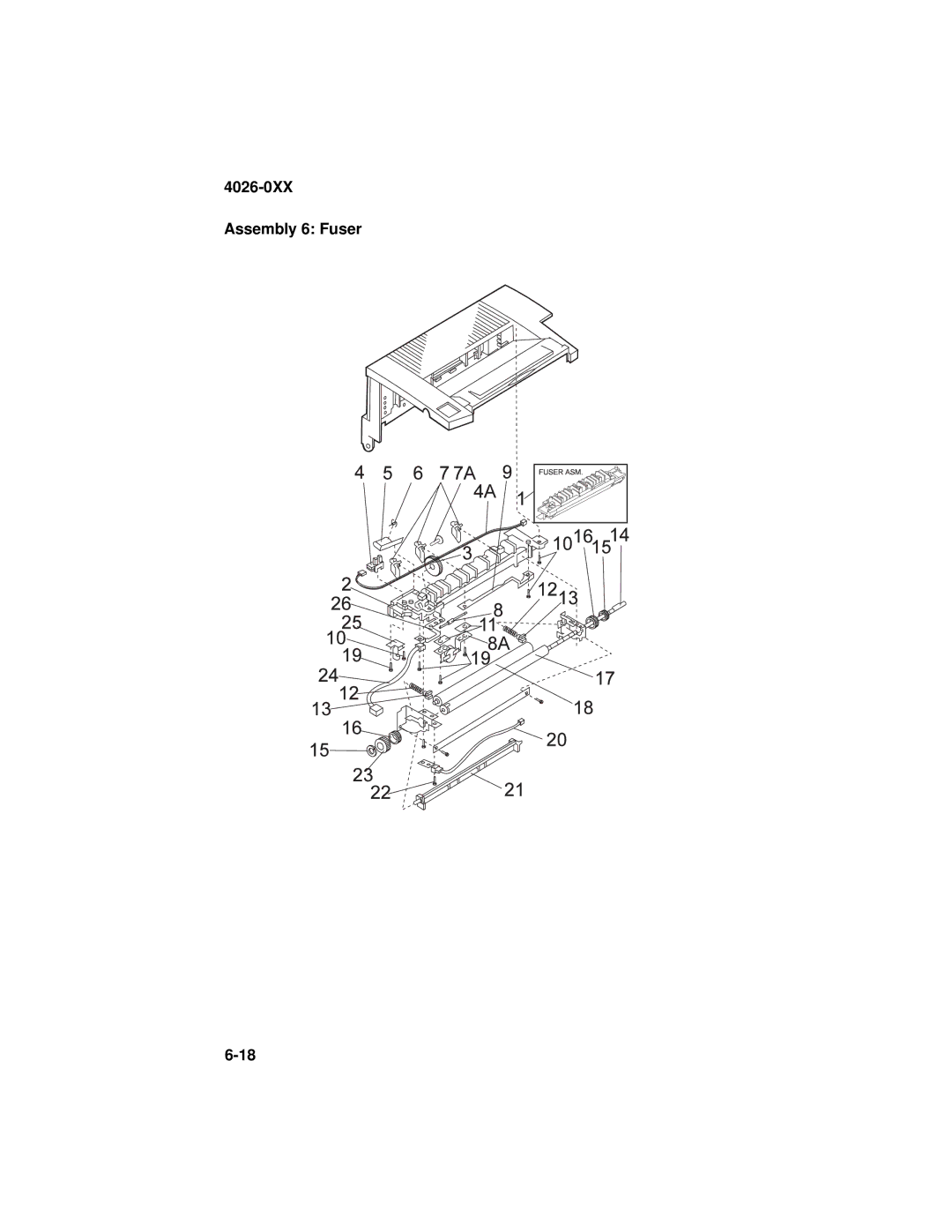 Lexmark OptraTM manual 4026-0XX Assembly 6 Fuser 