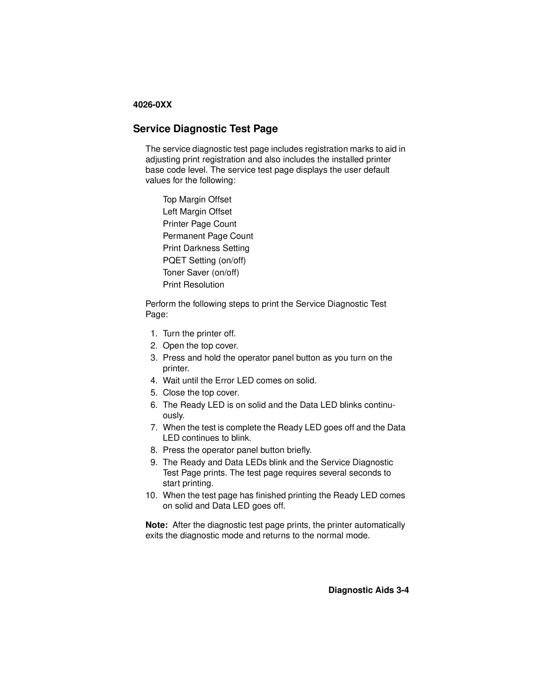 Lexmark OptraTM manual Service Diagnostic Test 