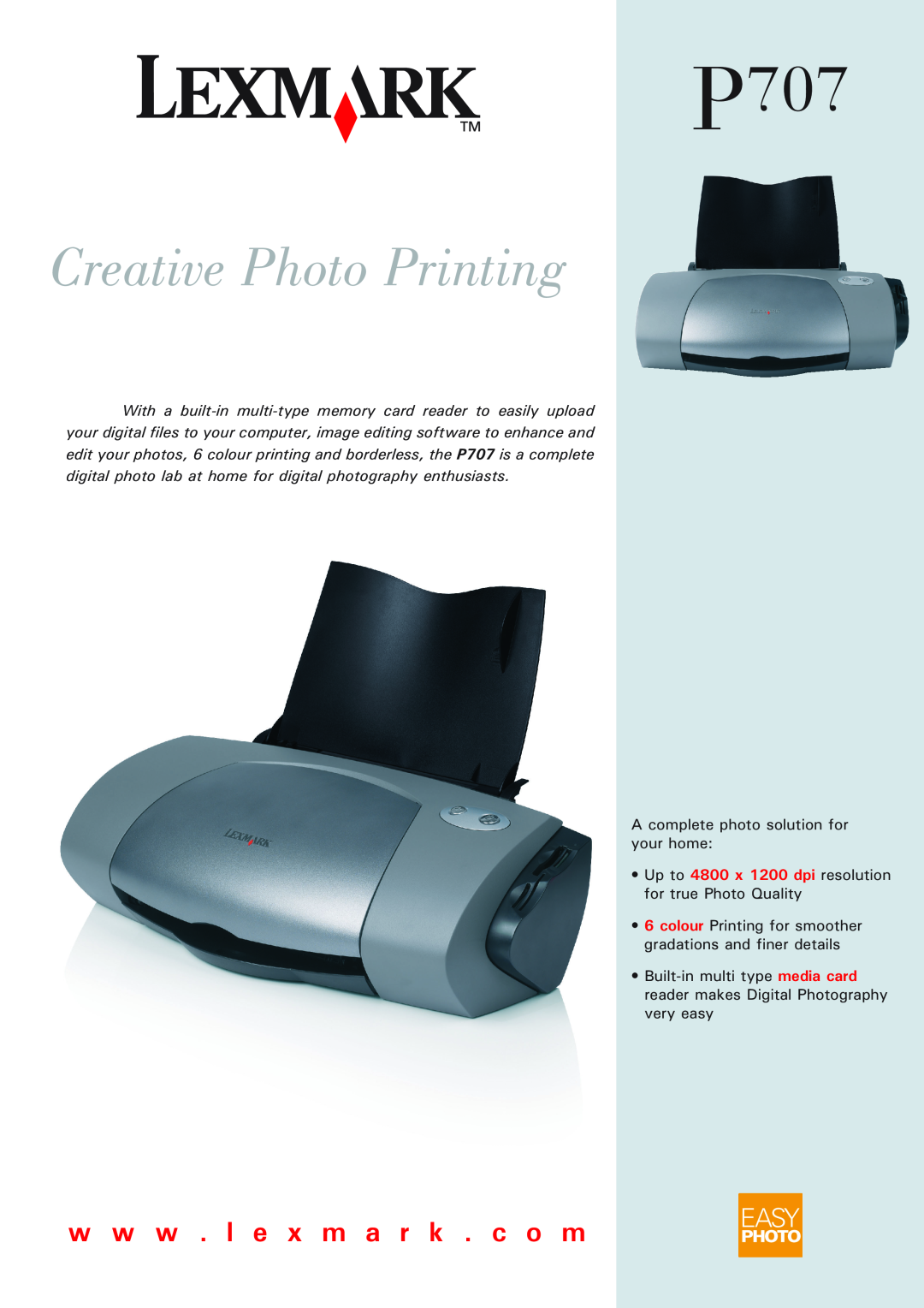 Lexmark P 707 manual Creative Photo Printing, w w w . l e x m a r k . c o m 