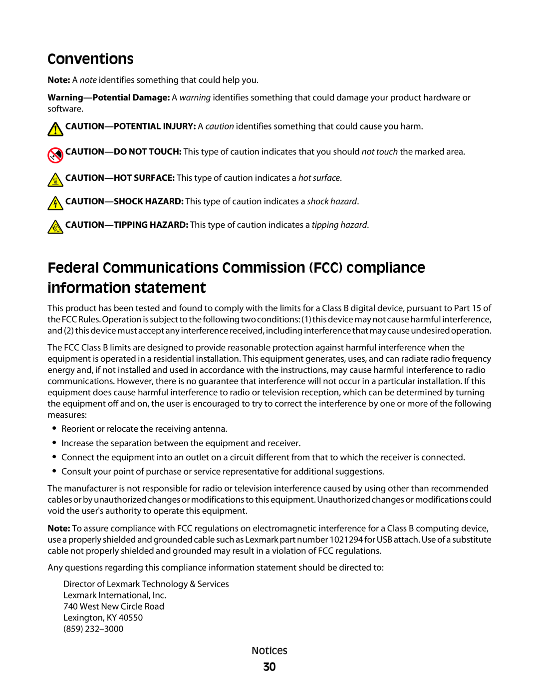 Lexmark P200 Series manual Conventions 