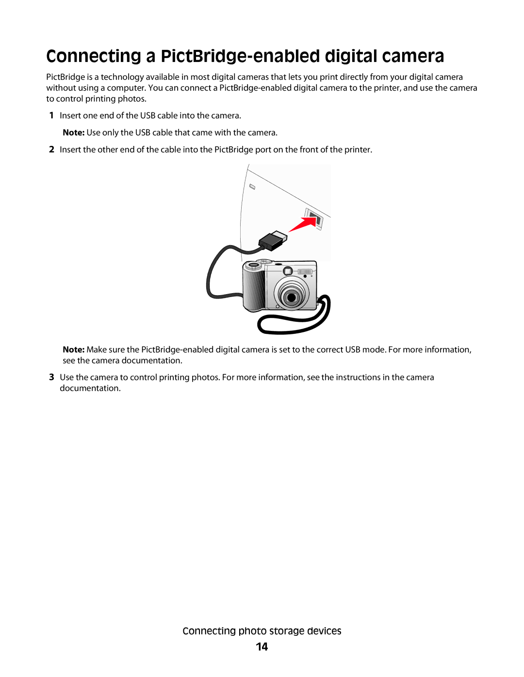 Lexmark P200 Series manual Connecting a PictBridge-enabled digital camera 