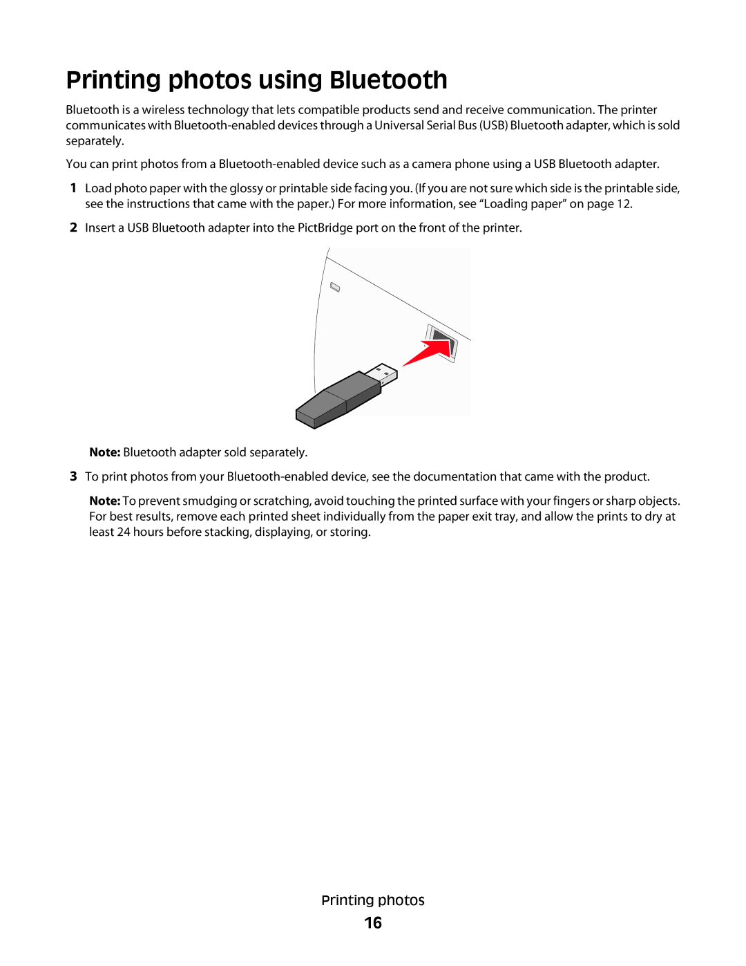 Lexmark P200 Series manual Printing photos using Bluetooth 