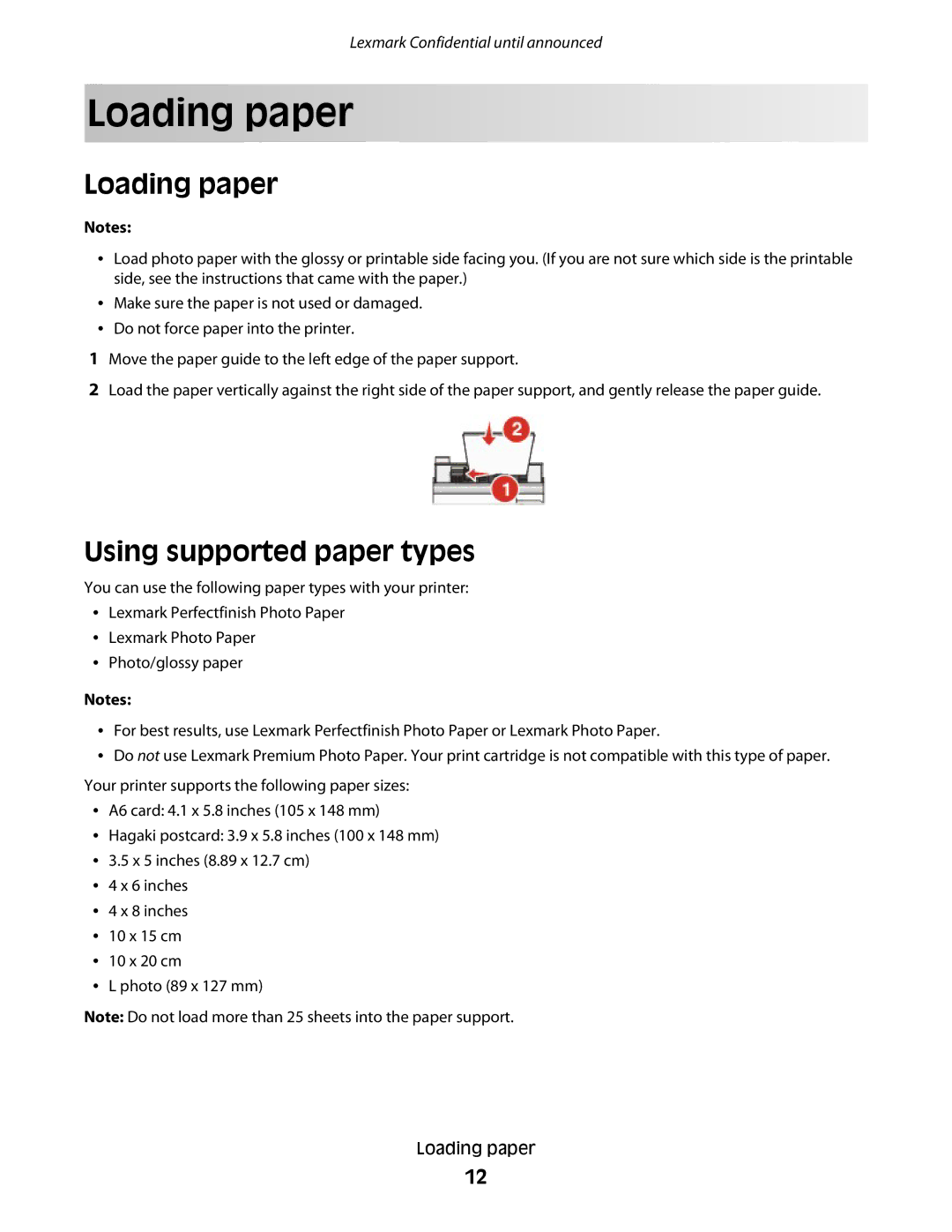 Lexmark P200 manual Loading paper, Using supported paper types 