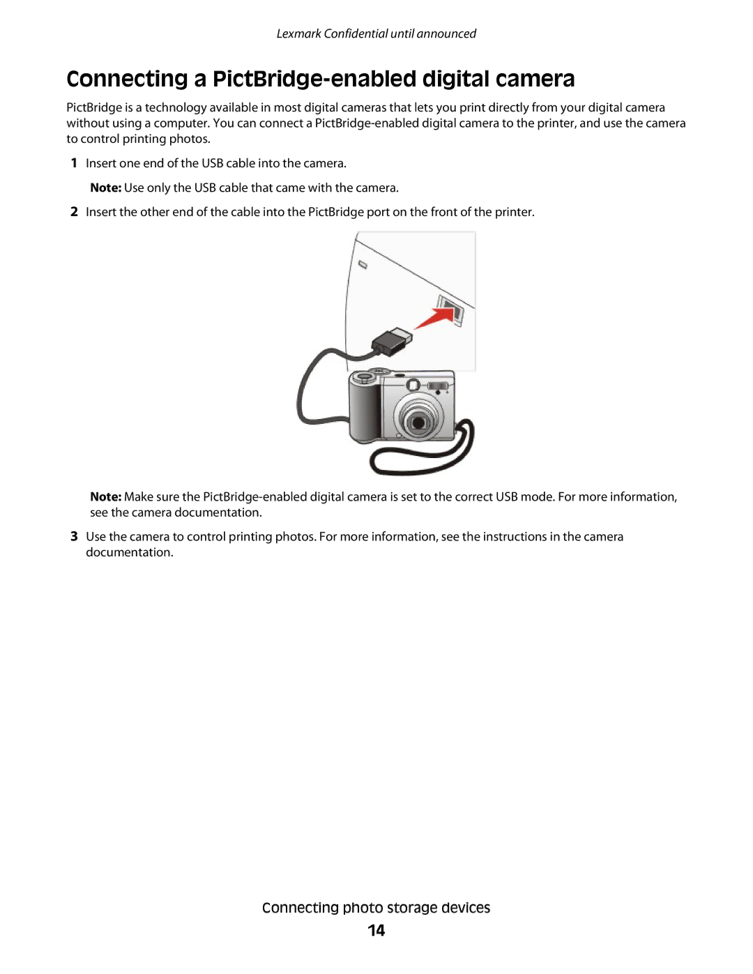 Lexmark P200 manual Connecting a PictBridge-enabled digital camera 